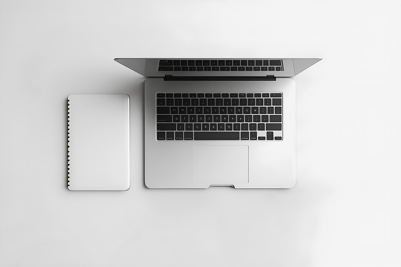 office, laptop, notebook, ai-generated, modern, desk, clean